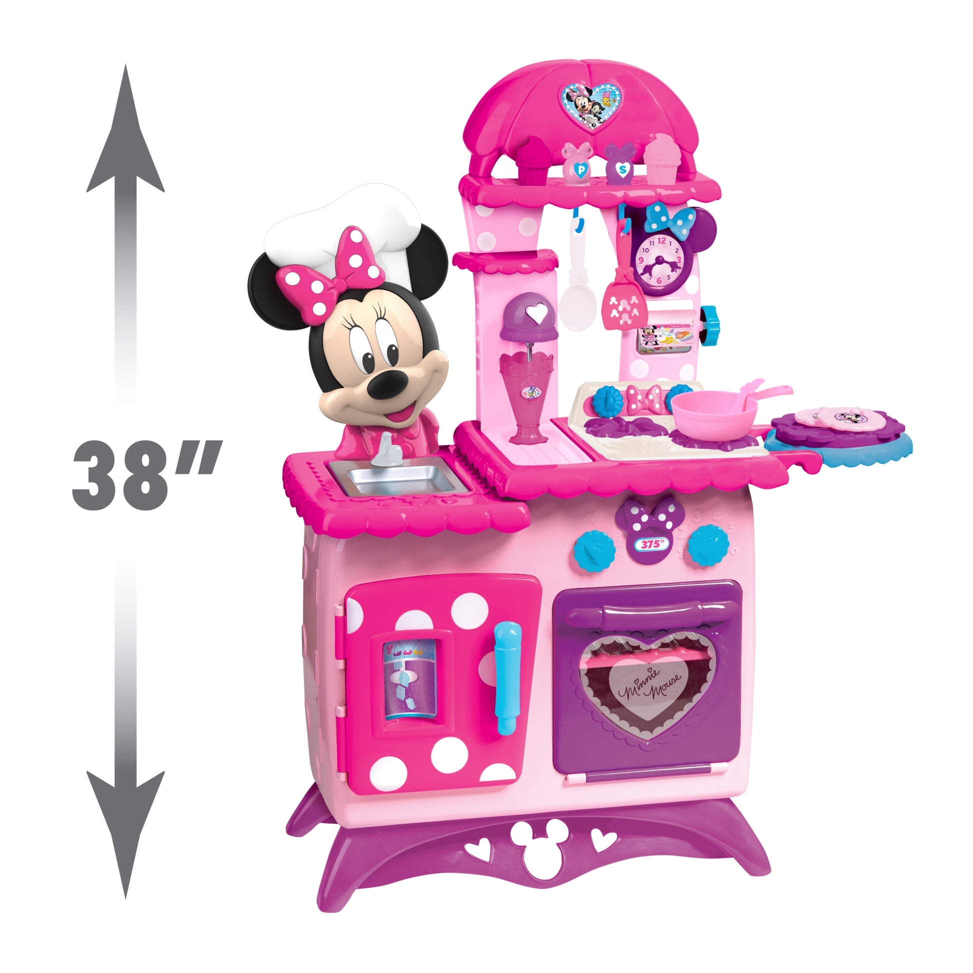 Disney Junior Minnie Mouse Flipping Fun Pretend Play Kitchen Set, Play Food, Realistic Sounds, Kids Toys for Ages 3 up