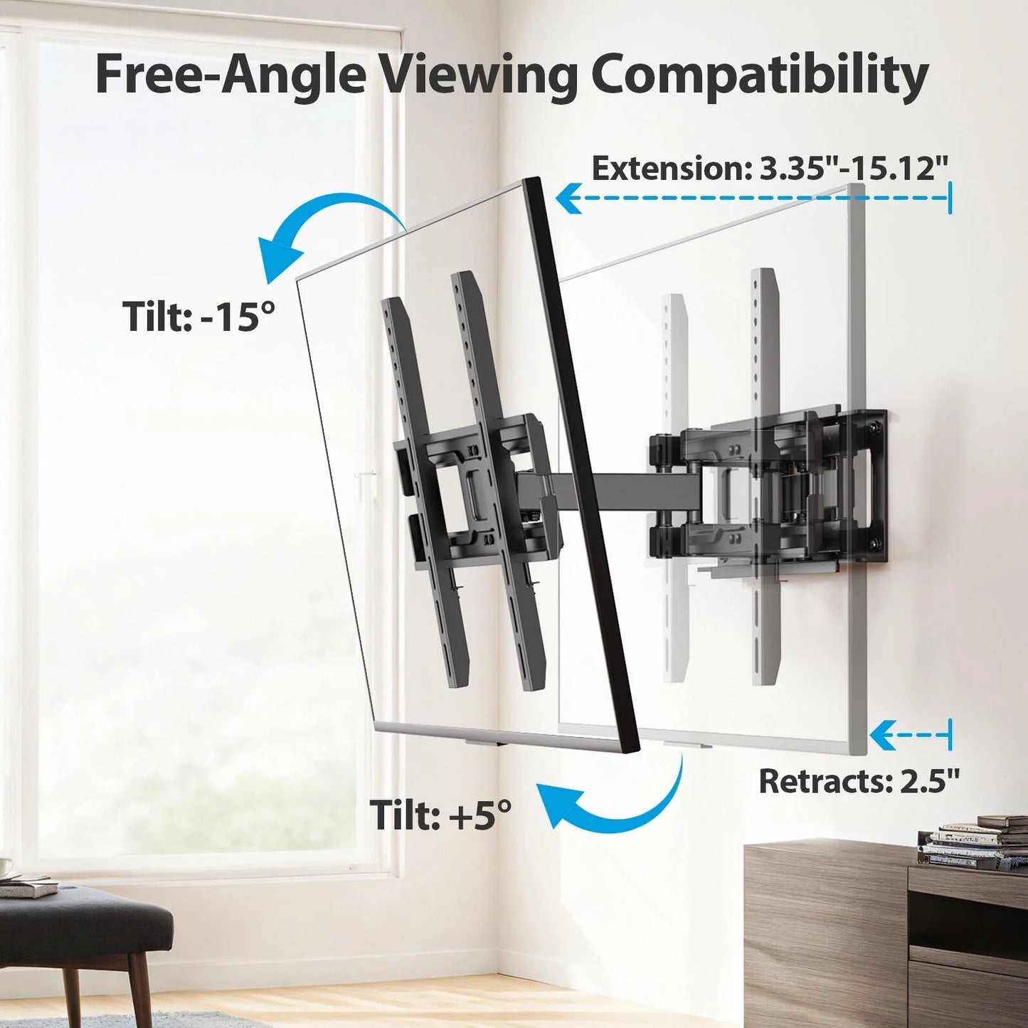 Full Motion Articulating TV Wall Mount Bracket Swivel Tilting, Fits 26-65 Inch Flat & Curved TVs, Holds up to 99lbs