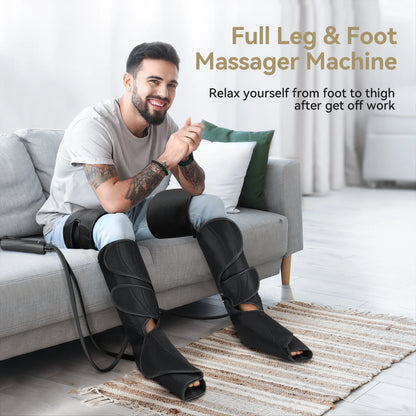 FIT KING Foot and Leg Massager for Circulation and Relaxation, Compression Calf Thigh Foot Massage,Handheld Controller with 3 Modes 3 Intensities, 2 Extensions Included FSA/HSA Eligible