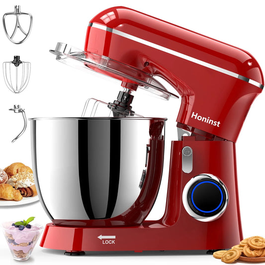 Honinst 6.5 QT Electric Stand Mixer, 10+P Speeds Lightweight with Tilt-Head Kitchen Stand Mixer, Dough Hook, Whisk, Beater and Bowl, Food Mixer for Baking, Cake and Most Home Cooks