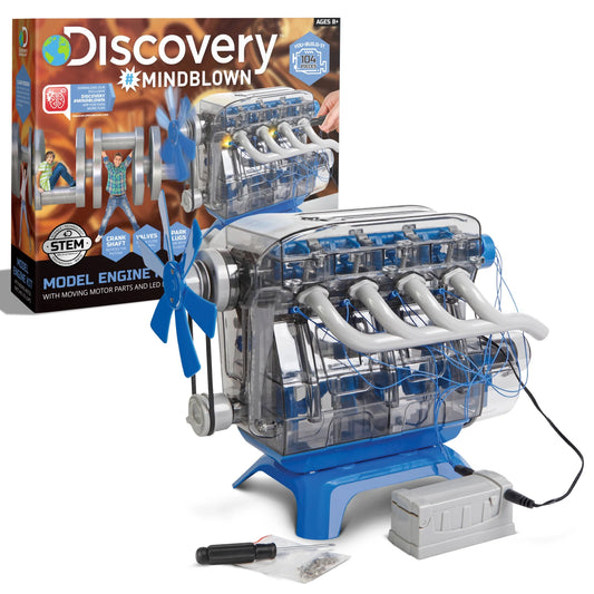 Discovery #Mindblown Model Engine Kit for Children, with Moving Motor Parts and LED Lights