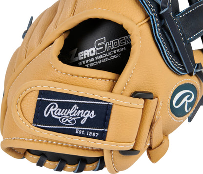 Rawlings Playmaker Series Youth Baseball Glove, Camel/Navy, 11.5 inch, Right Hand Throw