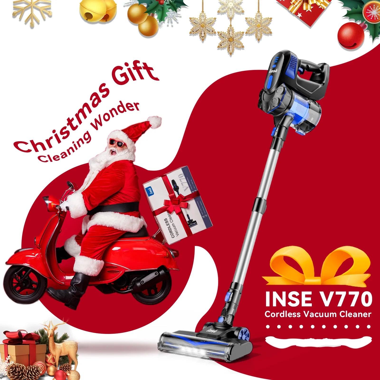 INSE Cordless Vacuum Cleaners, 6-in-1 Lightweight Stick Vacuum for Hardwood Floor Carpet Pet Hair, V770