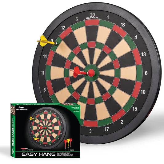 Narwhal 15.5in Easy Hang Magnetic Dartboard; Includes Six Magnetic Darts