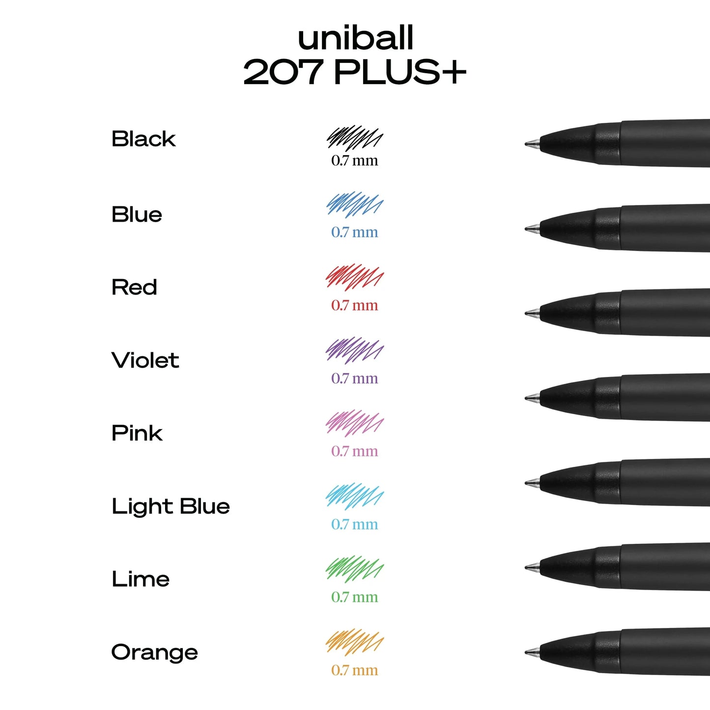 Uniball 207 Plus+ Retractable Gel Pens, Medium Point (0.7mm), Black Ink, 4 Count