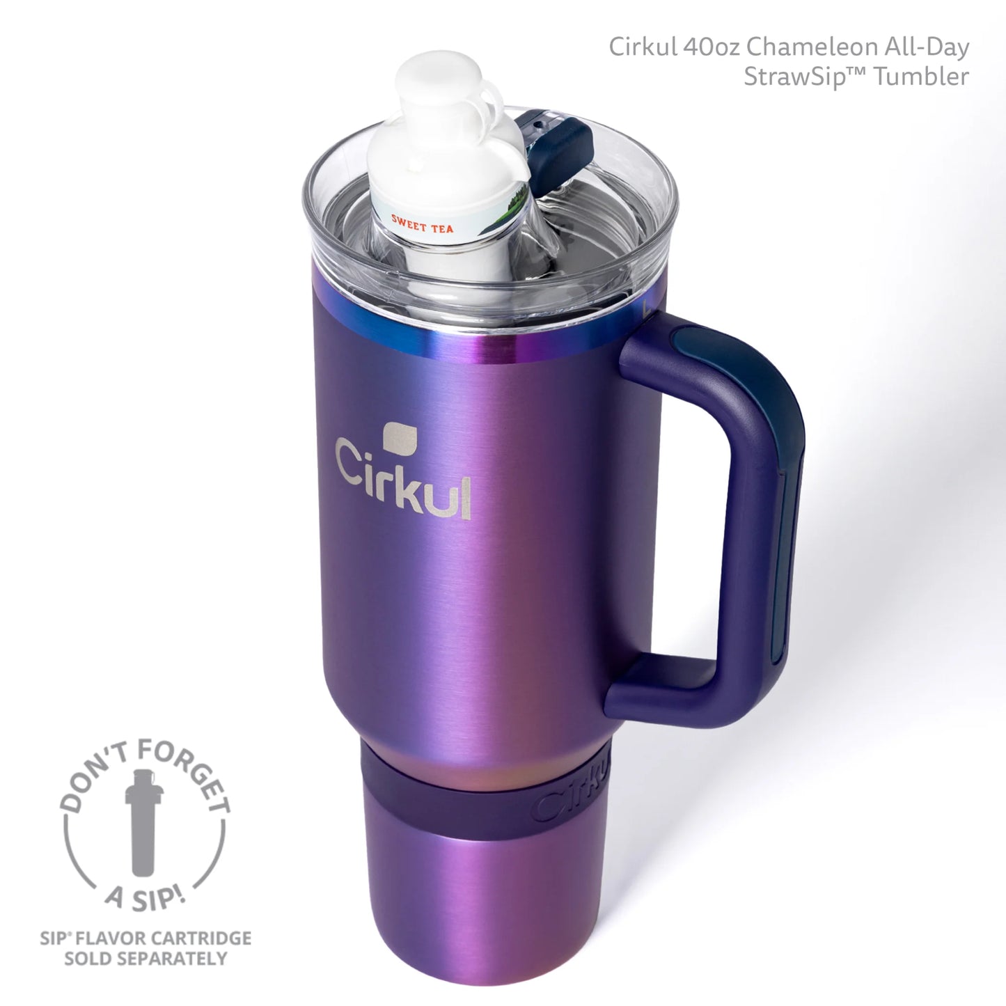 Cirkul 40oz All-Day StrawSip Double-Wall Insulated Stainless Steel Tumbler with Handle, Chameleon (Purple Green)