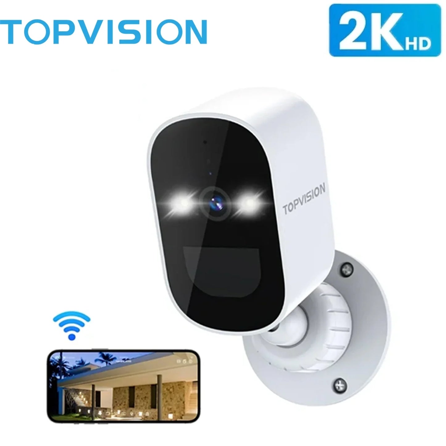 TOPVISION Outdoor Wireless Security Camera, 4MP 1080P, Color Night Vision, 2-Way Talk, Motion Detection, Includes Accessories