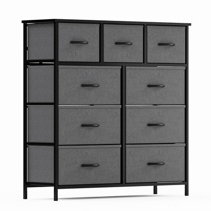 Yangming 9 Drawer Fabric Dresser for Bedroom, Chest of Drawer Organizer Storage Cabinet for Closet, Entryway, Grey