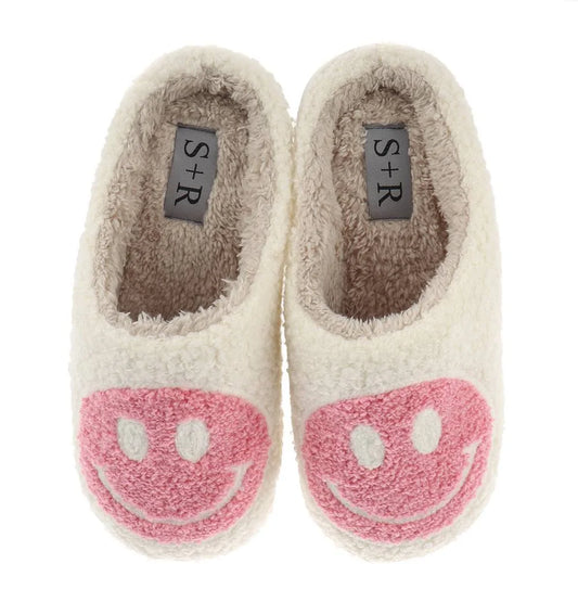 S+R Women's Smiley Graphic Cozy Slide Slipper