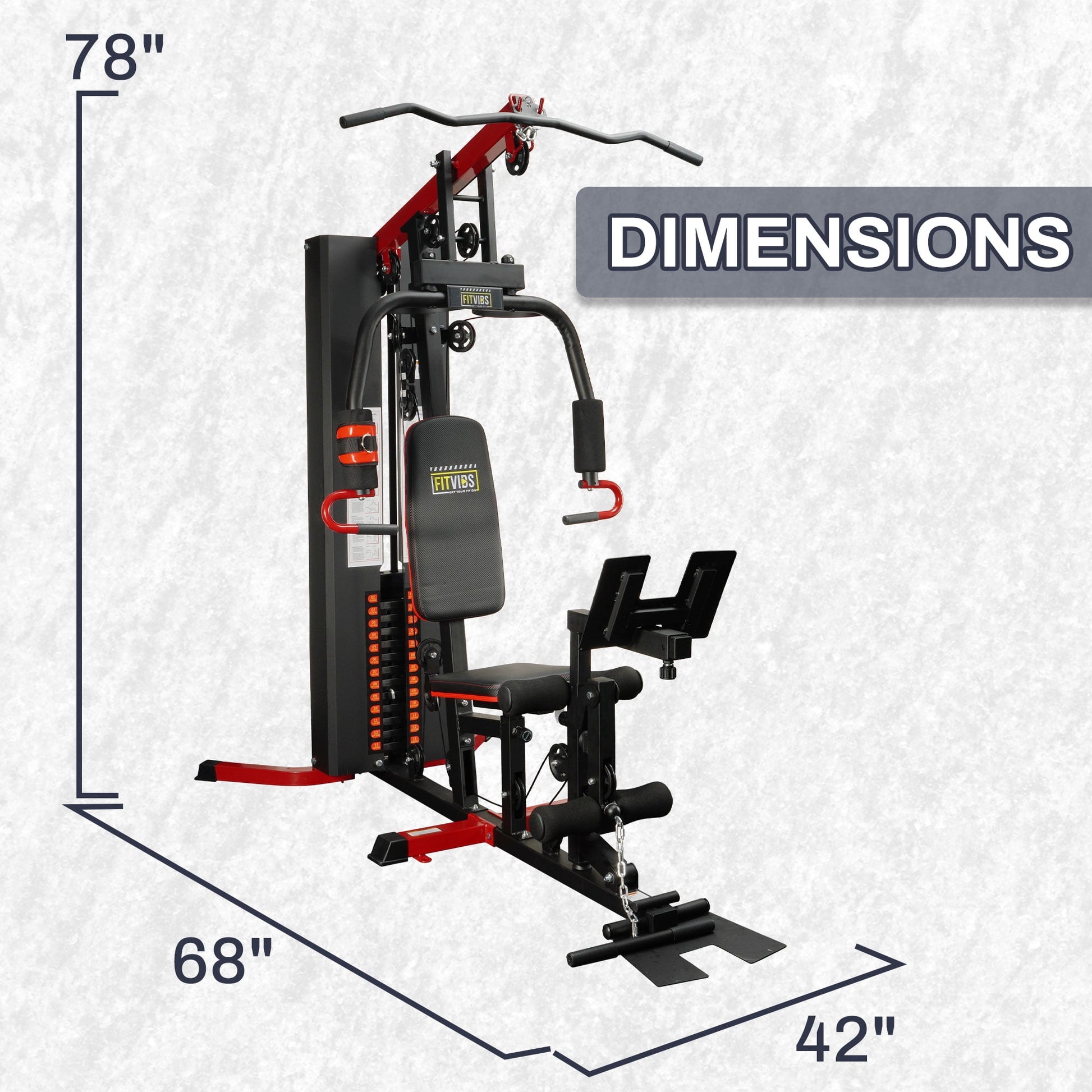 Fitvids LX770 Multifunctional Full Home Gym System Workout Station with 160 Lbs Weight Stack, One Station with Leg Training Pedal, Comes with Installation Instruction Video, Ships in 6 Boxes