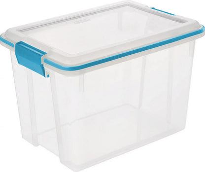 Sterilite 20 Qt. Clear Gasket Storage Box, Blue Latches with Clear Lid