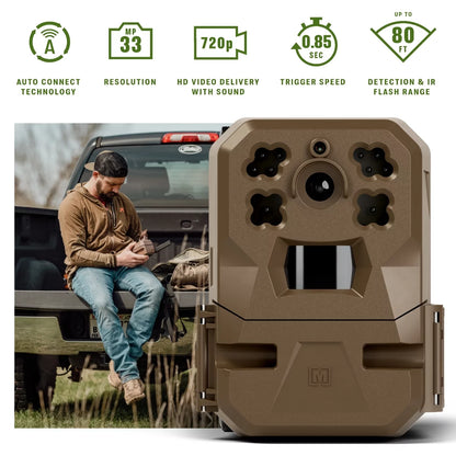 Moultrie Edge Cellular Trail Camera - Auto Connect - Nationwide Coverage - HD Video-Audio - Built in Memory - Cloud Storage - 80 ft Low Glow IR LED Flash (2-Pack)