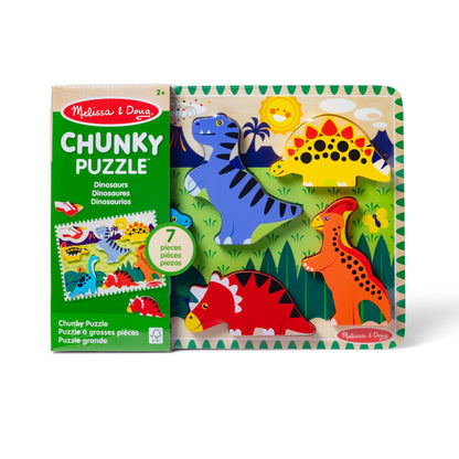 Melissa & Doug Dinosaur Wooden Chunky Puzzle (7 pcs) - FSC Certified