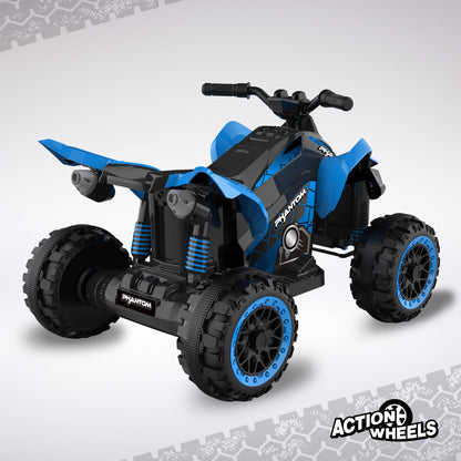 12 Volt Blue Phantom ATV Action Wheels Branded Battery Powered Rideon for Boys and Girls Ages 2 to 4 Years Old