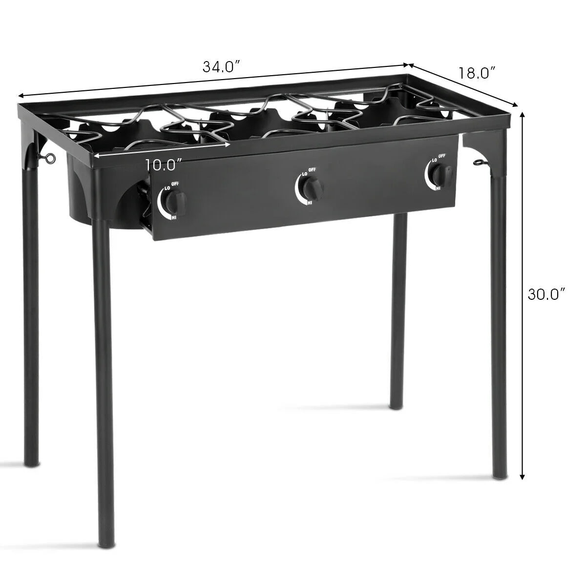 Goplus Portable Propane 225,000-BTU 3 Burner Gas Cooker Outdoor Camp Stove BBQ