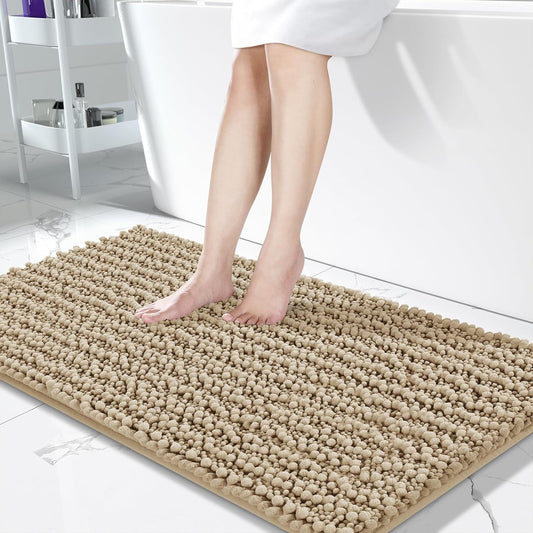 Yimobra Long Bathroom Rug Mat, 44 X 24, Non Slip Soft Absorbent Water, Machine Washable Quick Dry, Thick Modern Bathroom Bedroom, Bath Mat for Bathroom Floor, Home Decor Accessories, Pale Khaki