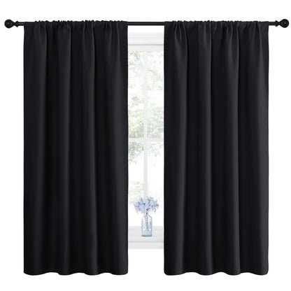 NICETOWN Halloween Blackout Curtains Thermal Insulated Rod Pocket Window Treatments Room Darkening Drapes for Bedroom, Black, 42"x63", 2 Panels