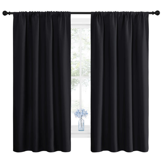 NICETOWN Halloween Blackout Curtains Thermal Insulated Rod Pocket Window Treatments Room Darkening Drapes for Bedroom, Black, 42"x63", 2 Panels