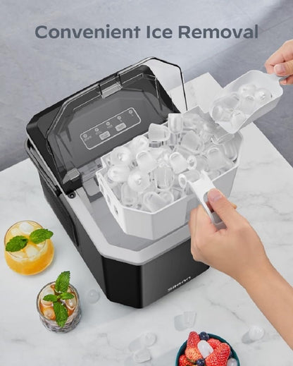 Silonn Ice Maker Countertop, Portable Ice Machine with Carry Handle, Self-Cleaning Ice Makers with Basket and Scoop, 9 Cubes in 6 Mins, 26 lbs per Day, Ideal for Home, Kitchen, Camping, RV