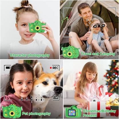 Contixo Kids Digital Camera - 1080p HD, Dual Lens Selfie, Games, Shockproof, 4x Zoom, Ages 3-8 - Green