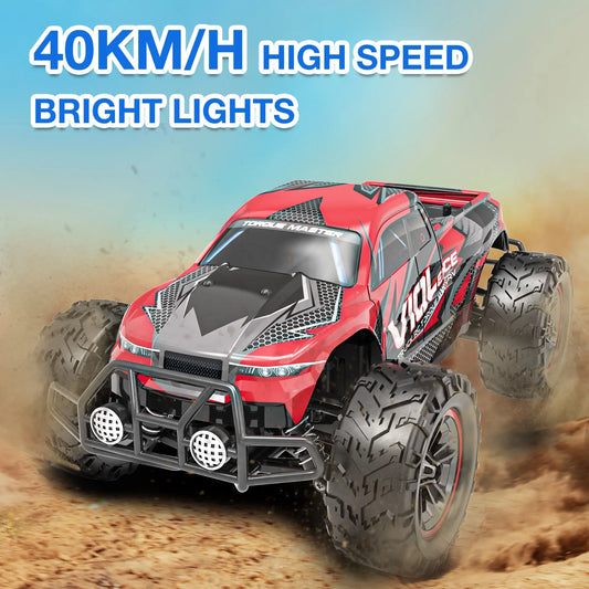 Remote Control Car 1:16 RC Cars , 4WD High Speed 30+ MPH off Road RC Vehicle Truck, All Terrains Electric Toy Trucks with Two Rechargeable Batteries for Boys Kids and Adults Red