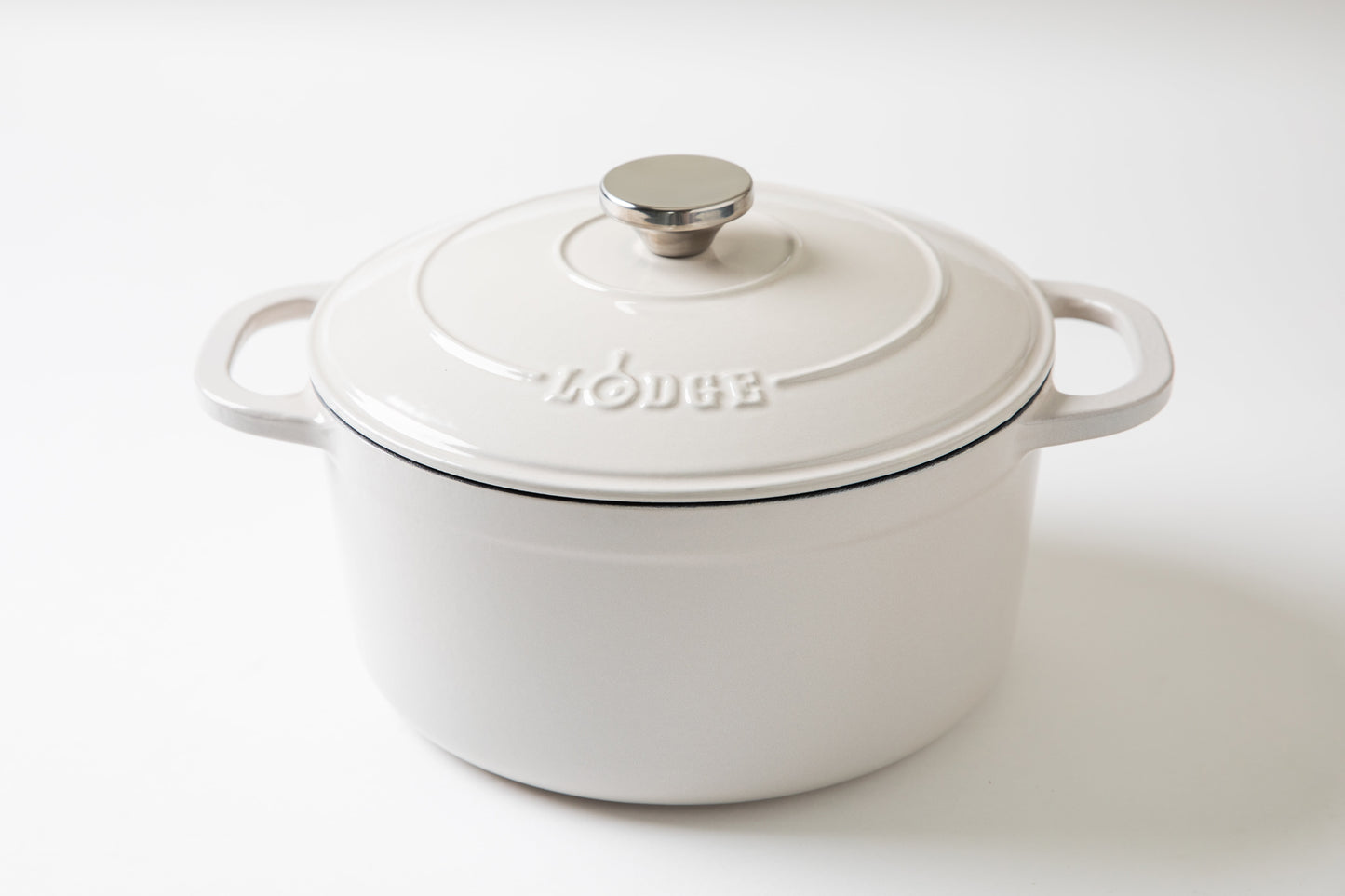 Lodge Cast Iron 5.5qt Oyster White Enameled Dutch Oven