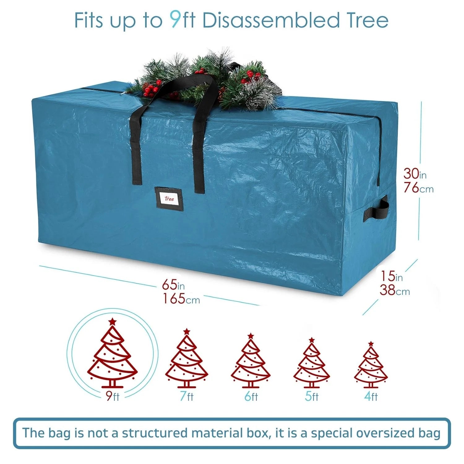 Hearth & Harbor Plastic Christmas Tree Storage Bag with Handles, Fits up to 9 ft Holiday Trees