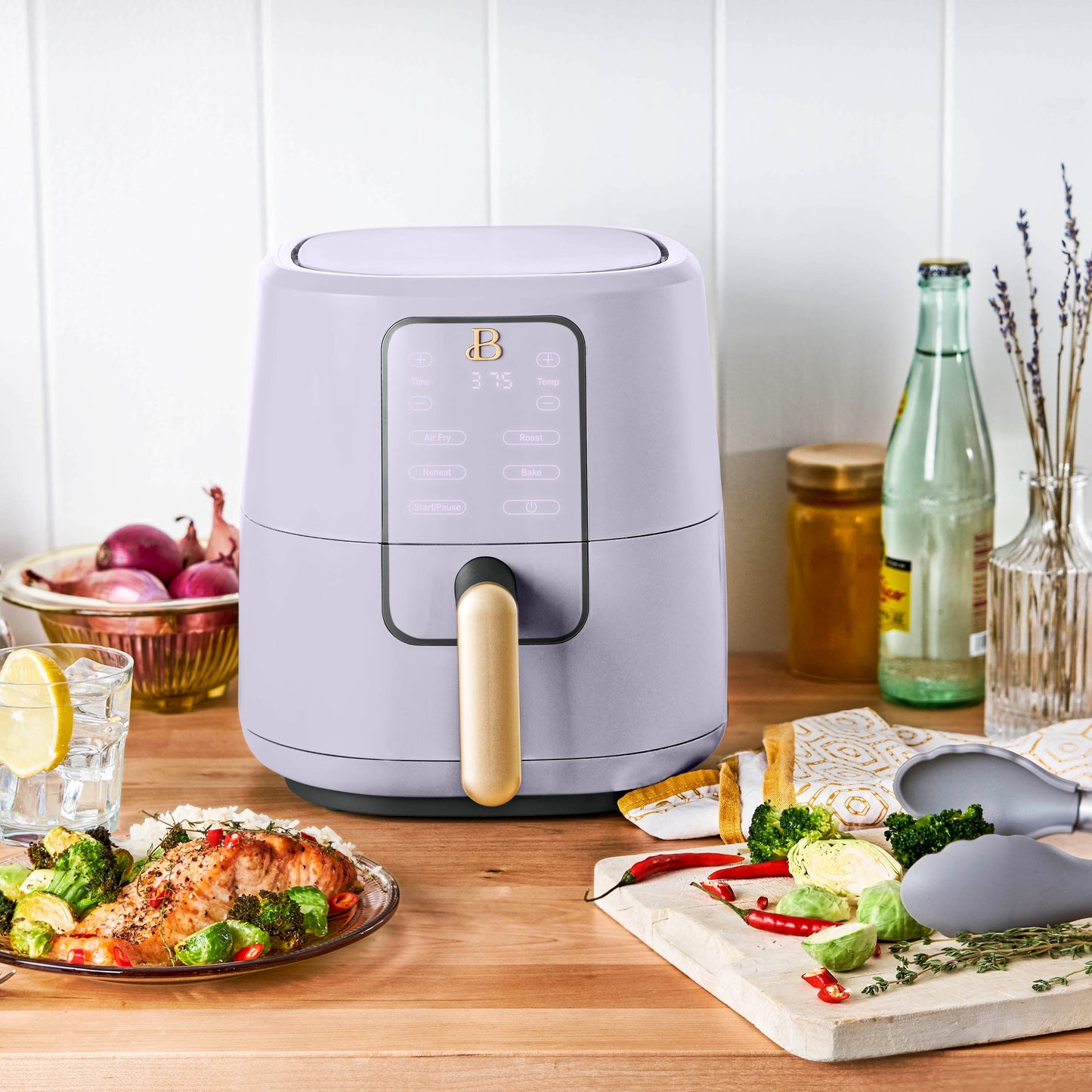 Beautiful 3 Qt Air Fryer with TurboCrisp Technology, Lavender by Drew Barrymore