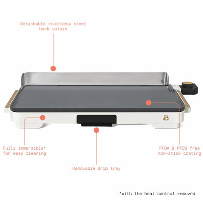 Beautiful Electric Griddle/Waffle Maker Breakfast Set, White Icing by Drew Barrymore