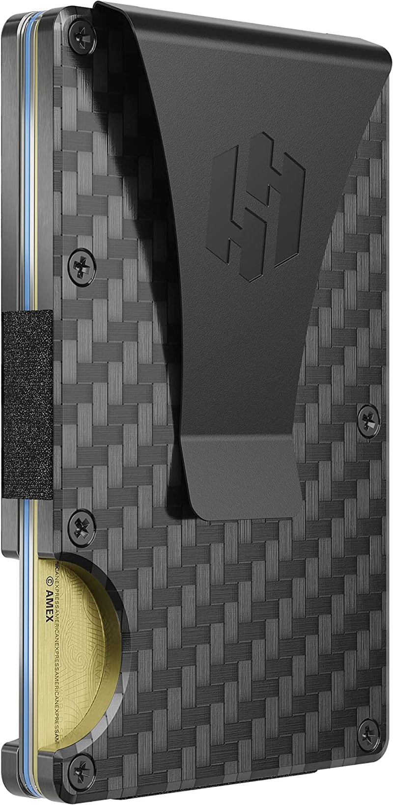 Hayvenhurst Reinvented Design Men's Wallet - Slim, Minimalistic & Seamless, Blocks RFID Scanners, Holds 12 Cards & Has a Money Clip (Carbon Fiber)