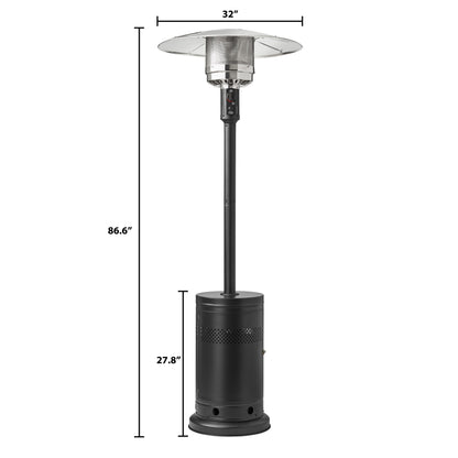 Mainstays 48,000 BTU Propane Gas Outdoor Freestanding Metal Patio Heater, Black