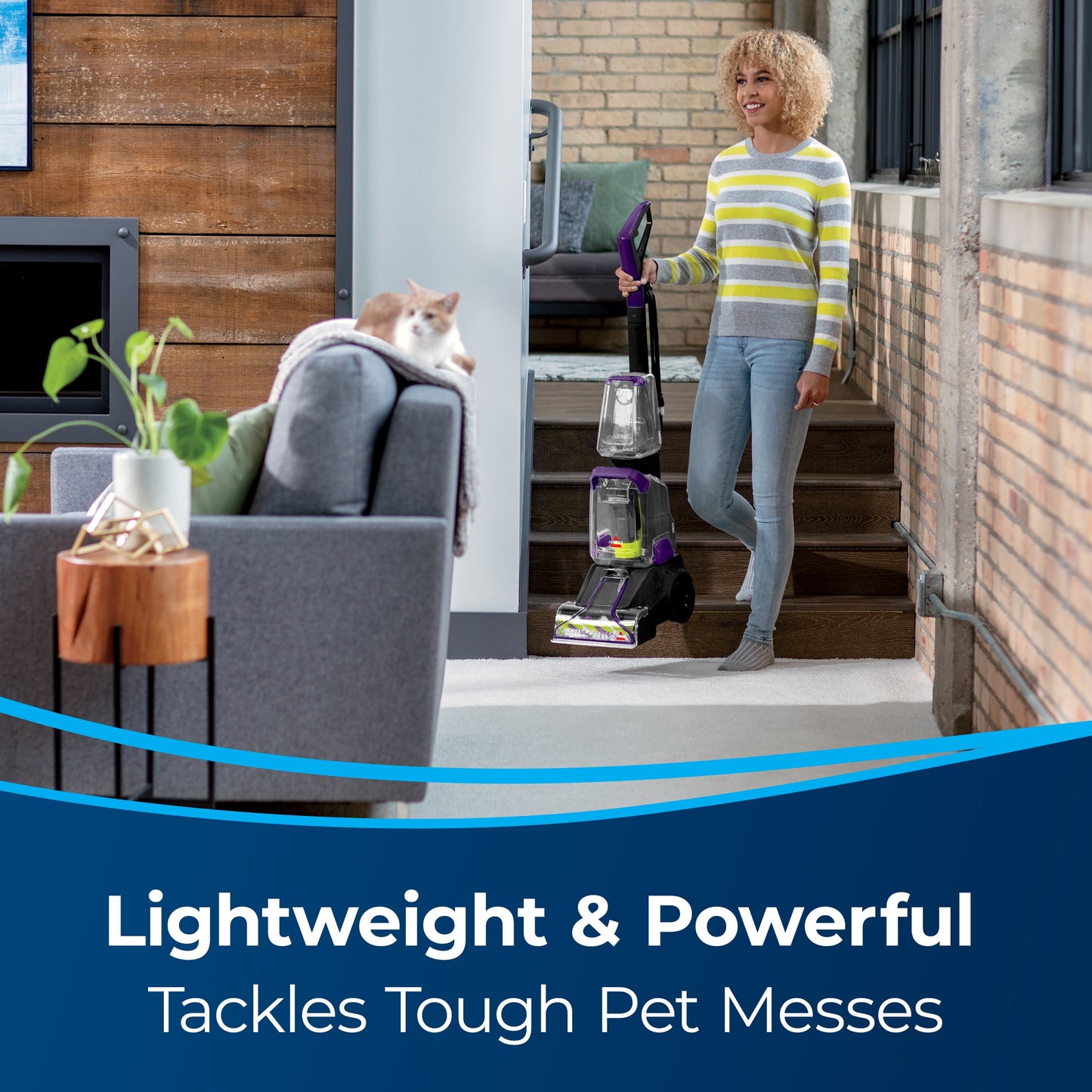 BISSELL Powerforce Powerbrush Pet Lightweight Carpet Cleaner 2910 with BISSELL Advanced fresh scent trial sized formula