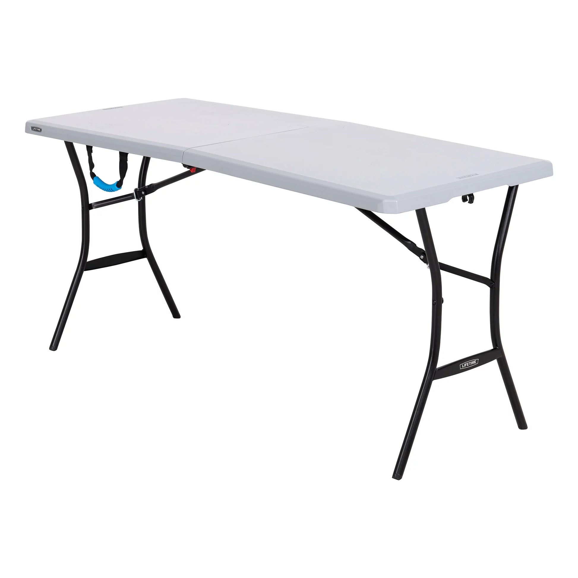 Lifetime 5 Foot Rectangle Fold-in-Half Table, Indoor/Outdoor Essential, Gray, 60.3" x 25.5" (80861)