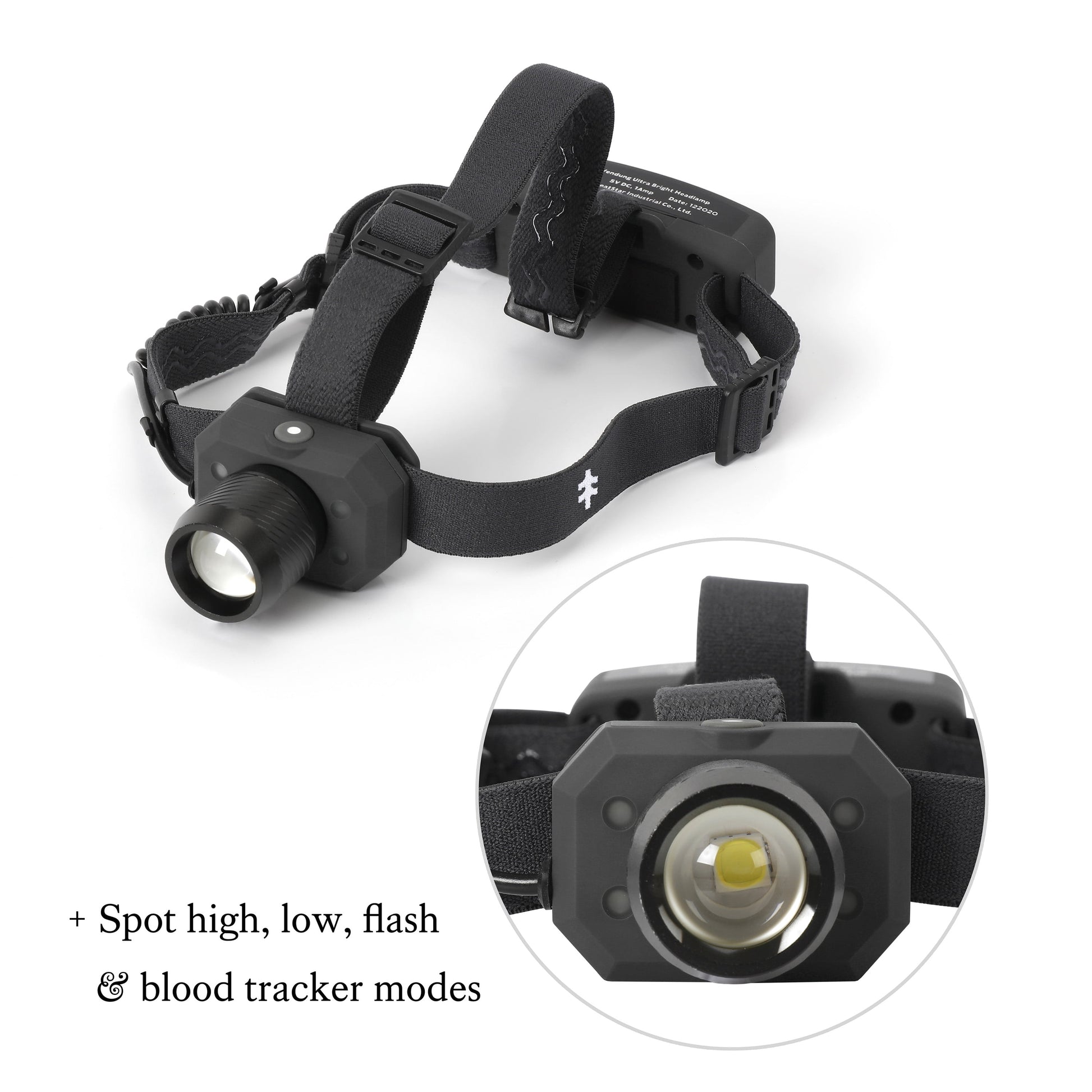 Swiss Tech Rechargeable 500 Lumens LED Headlamp, IPX4 Weatherproof, UV Blood Tracker