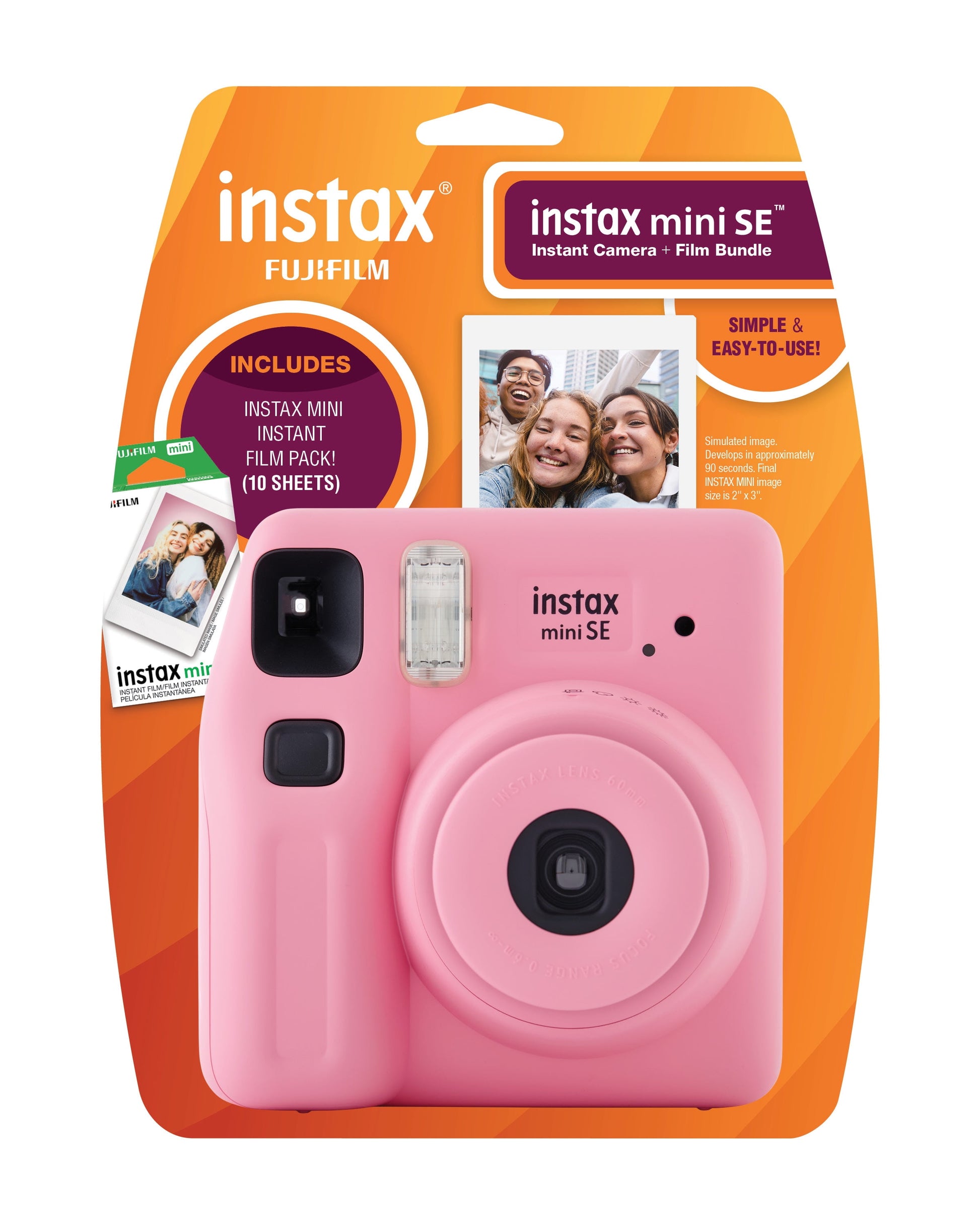 Fujifilm instax Mini SE Instant Camera with Bonus 10 pack Mini Film, Pink