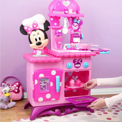 Disney Junior Minnie Mouse Flipping Fun Pretend Play Kitchen Set, Play Food, Realistic Sounds, Kids Toys for Ages 3 up