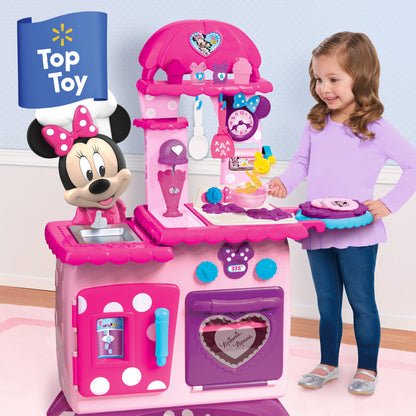 Disney Junior Minnie Mouse Flipping Fun Pretend Play Kitchen Set, Play Food, Realistic Sounds, Kids Toys for Ages 3 up