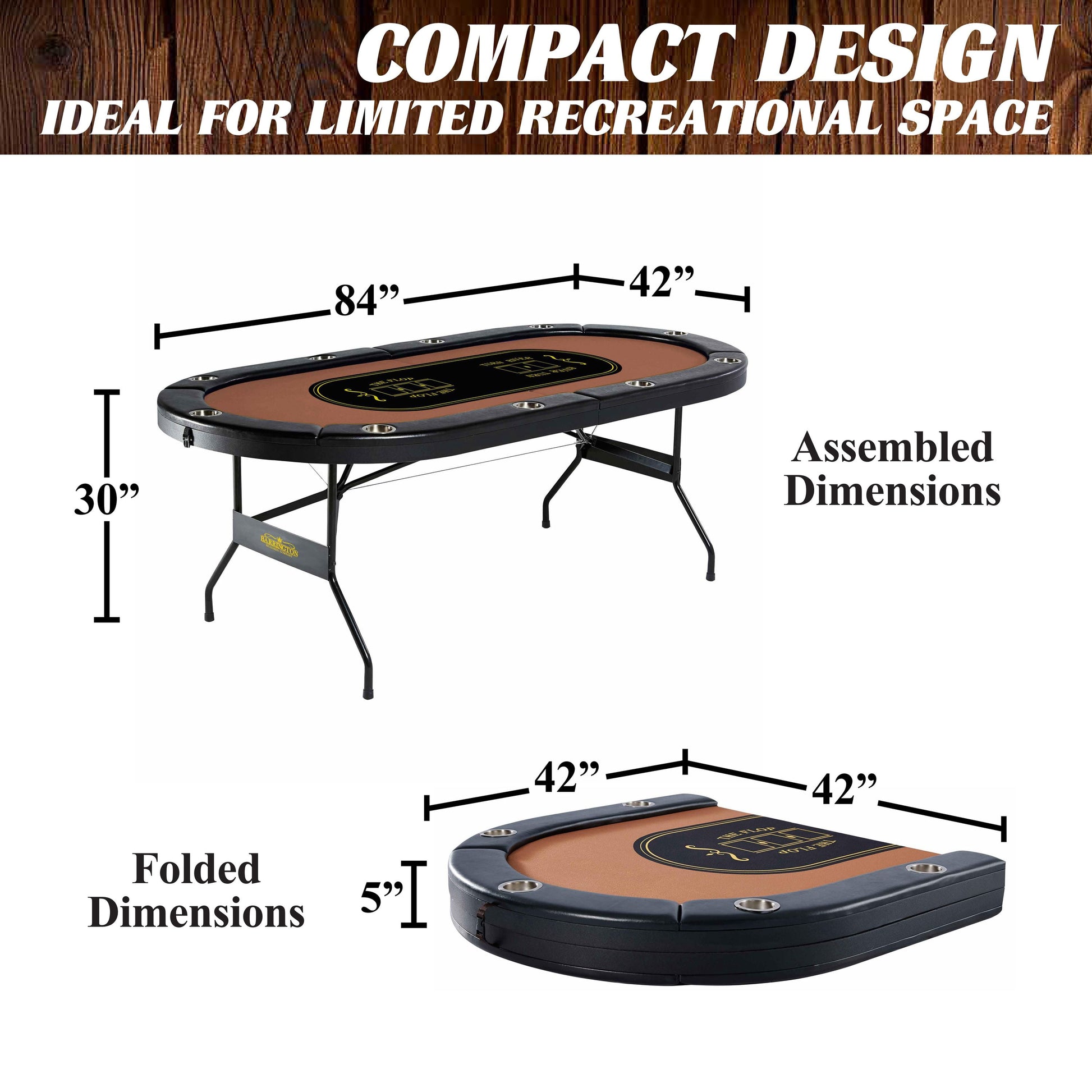 10-Player Poker Table, No Assembly Required, by Barrington Billiards Company