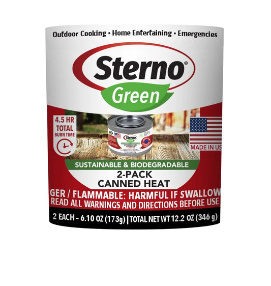 Sterno Brand 2 Pack Canned Heat 2.25 Hour Ethanol Gel Fuel, 6.10"