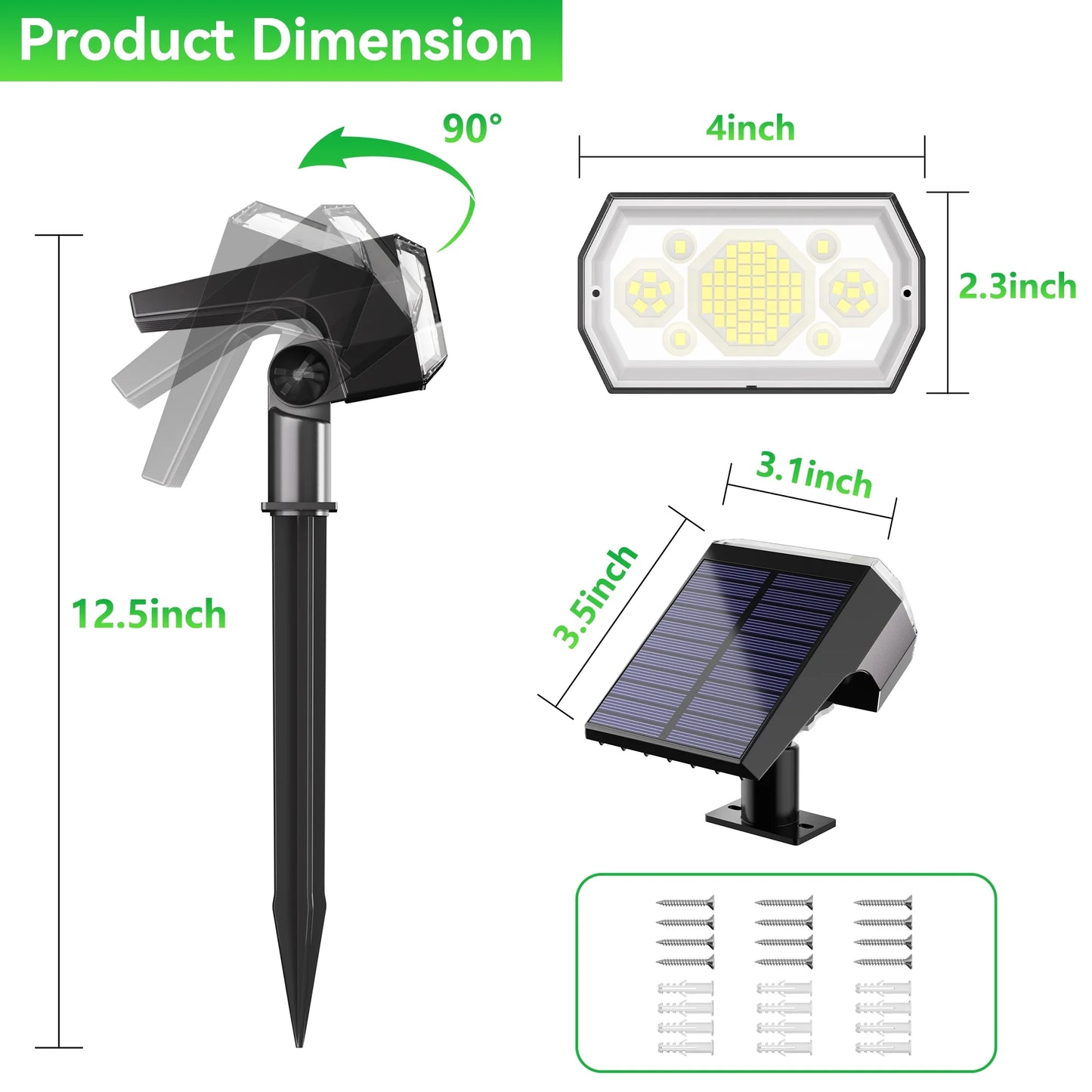 DAYBETTER Solar Lights Outdoor, IP65 Waterproof 64LEDs Solar Spot Lights with 3 Modes for Garden Yard Patio Driveway Walkway (6pack-White )