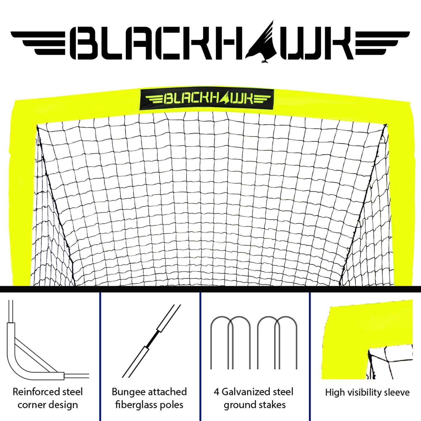 Franklin Sports Blackhawk Soccer Goal - Pop up - Indoor + Outdoor -  Adult + Kids - 4' x 3' - Yellow