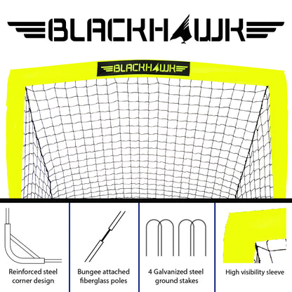 Franklin Sports Blackhawk Soccer Goal - Pop up - Indoor + Outdoor -  Adult + Kids - 4' x 3' - Yellow