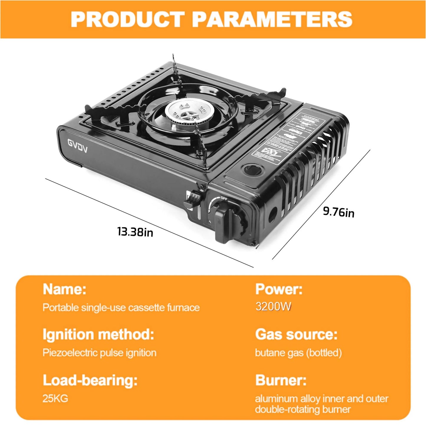 GVDV Portable Camping Stove, 1 Burner Butane Gas Stove with Updated Carrying Case