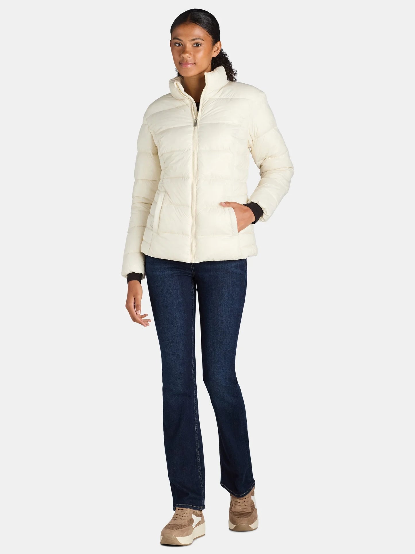 Time and Tru Women's and Women's Plus Puffer Jacket, Sizes XS-3X