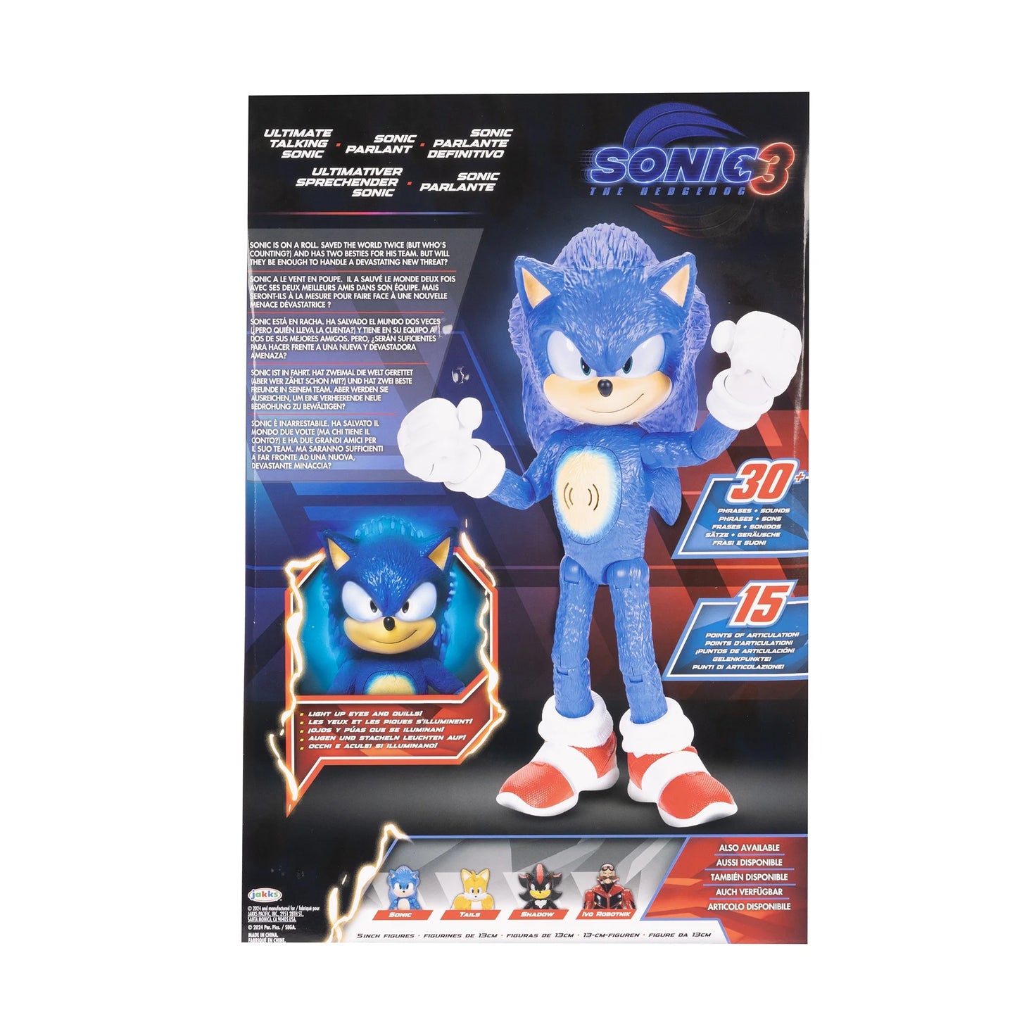 Sonic the Hedgehog 3 Ultimate Talking Sonic 12 inch Action Figure 15 Articulation Points