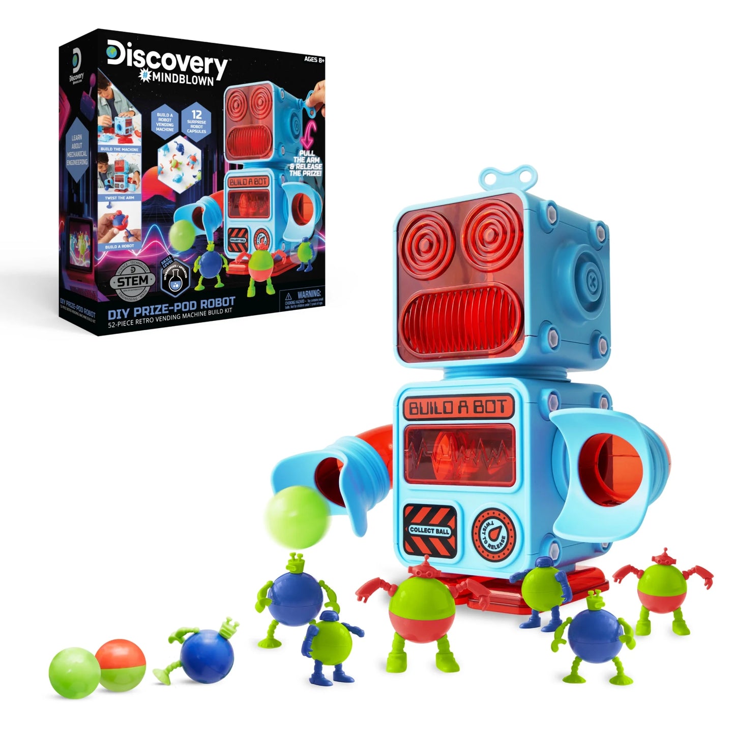 Discovery #Mindblown DIY Prize-Pod Robot 52-Piece Retro Vending Machine Build Kit for Children