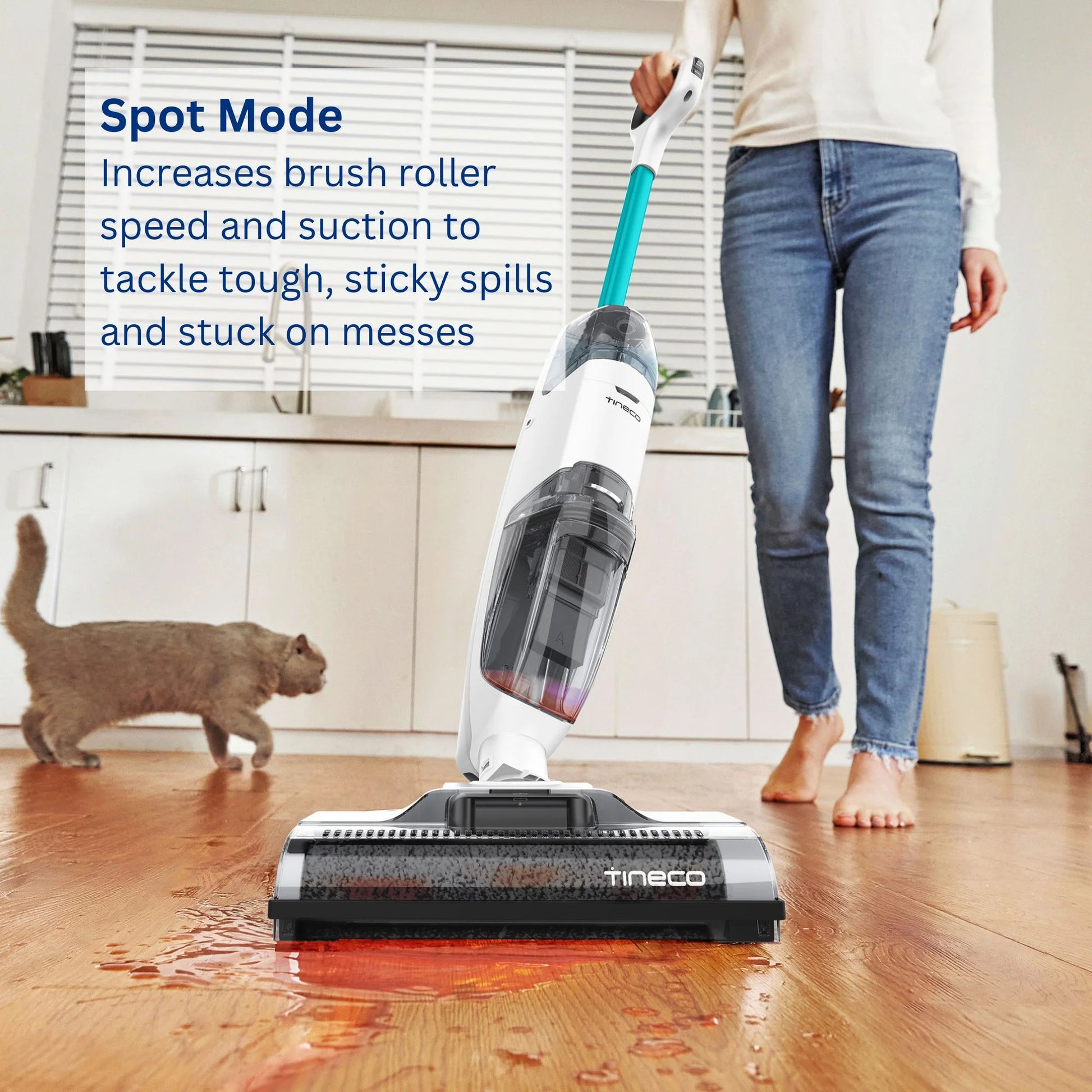 Tineco iFloor 2 Blue Cordless Wet Dry Vacuum / Mop, Multi-Surface Floor Washer