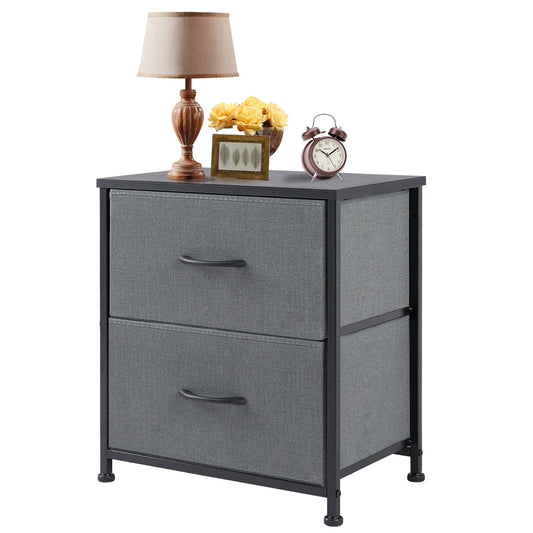 edx Nightstand, End Table Side Table with 2 Fabric Drawers Bedside Table for Bedroom, Closet, Dorm, Grey