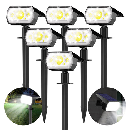 DAYBETTER Solar Lights Outdoor, IP65 Waterproof 64LEDs Solar Spot Lights with 3 Modes for Garden Yard Patio Driveway Walkway (6pack-White )