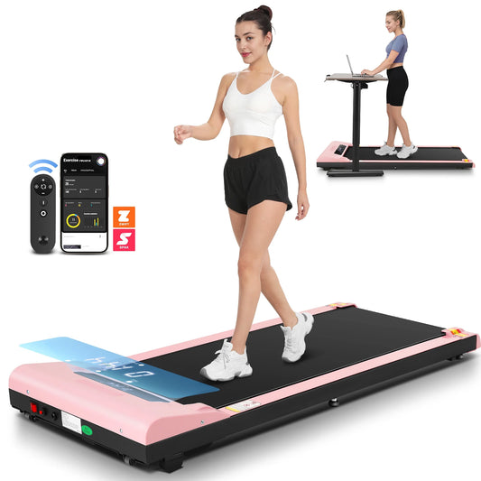 Walking Pad 300lb, Large Walking Area Under Desk Treadmill with Remote & App Remote Control for Home/Office Jogging Running,Pink